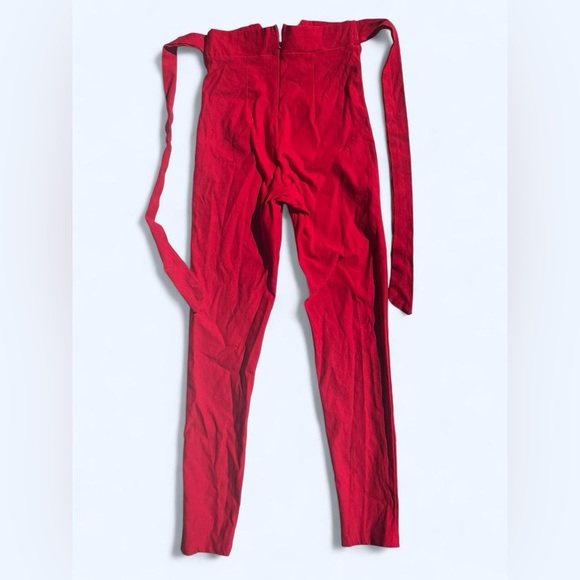 Fashion Nova Red Skinny Pants with Bow Detail - Picture 8 of 10